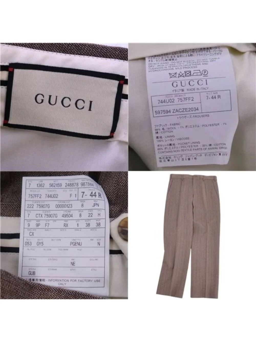 Gucci Pants Long Slack Wool Stock